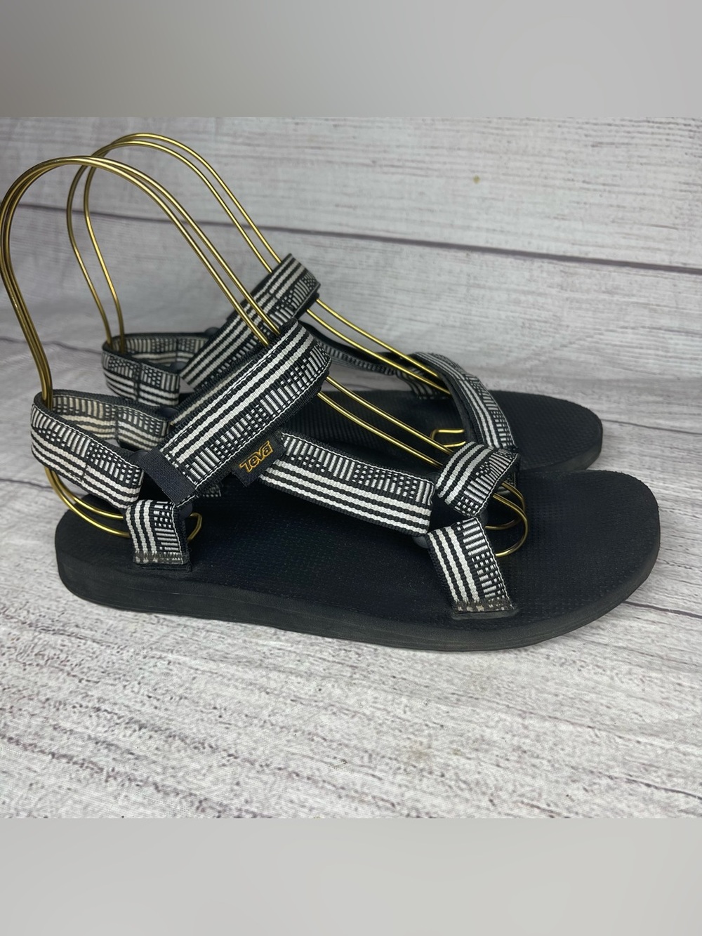 Teva Women’s 8 Original Universal Black White Sandals